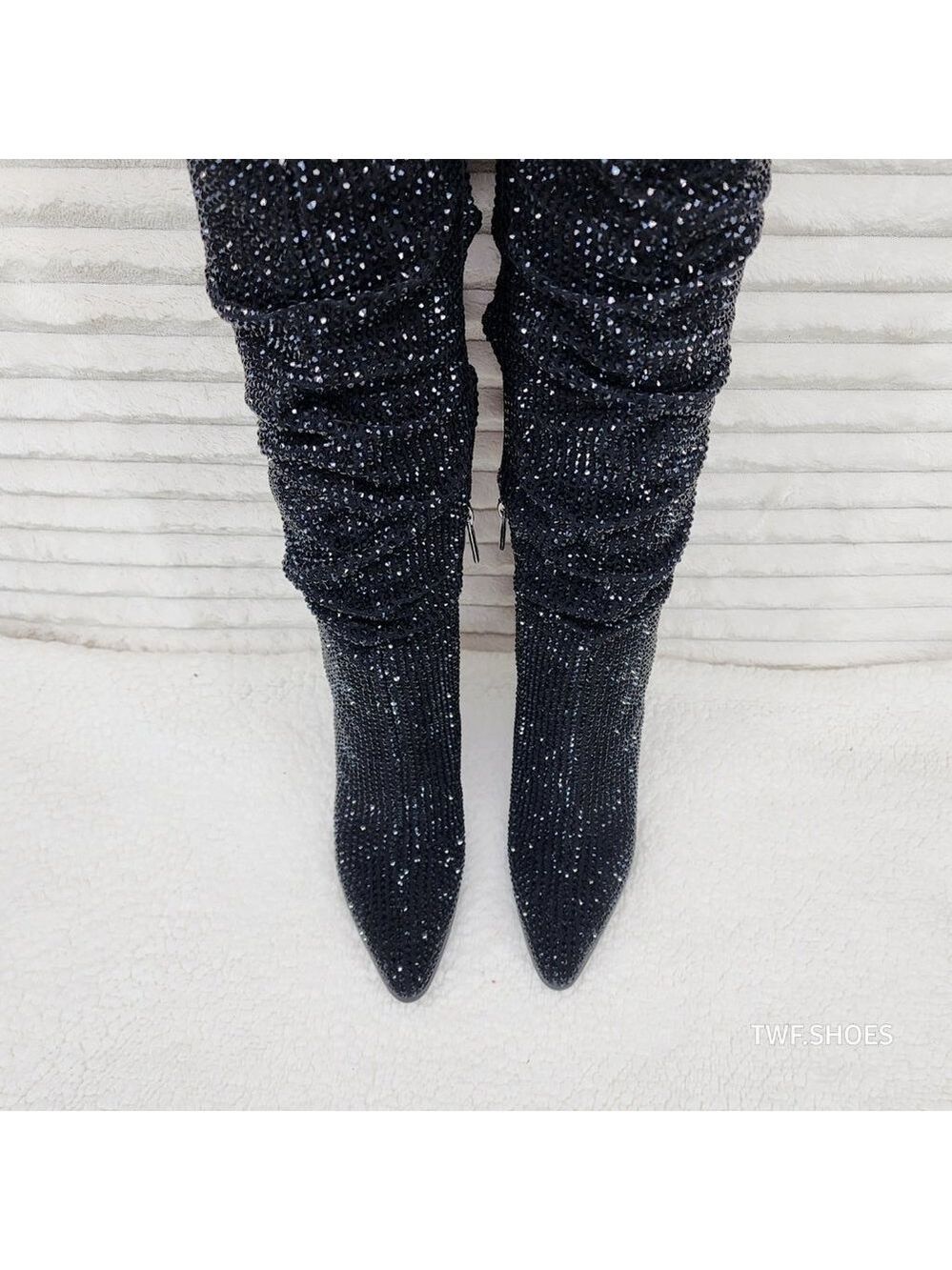 Cape Robbin Diamond Rider Rhinestone Glamour Western Draped Knee Boots Cowgirl - Picture 5 of 7